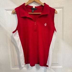 Ralph Lauren Active Red & White Quarter Zip Polo Golf / Tennis Tank Athletic